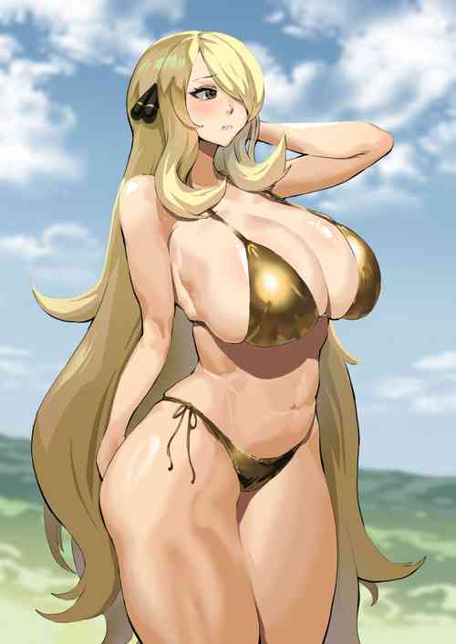Download Cynthia is embarrassed to wear a gold bikini
