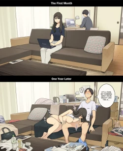 Page 9 of Dousei Seikatsu Ikkagetsume to Ichinen Ato, Asaokite kara Shuushin made no Hikaku | A Day in the Life of a Couple: Their First Month Living Together vs. One Year Later