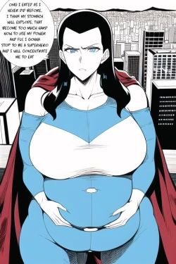Page 12 of Expanding Heroine:Confronting the Virus Villain, Page 1 to 12,,, Weight gain anime girl, bbw, ssbbw, stuffing belly, SuperHero who gain a lot of weights because of a food addiction.